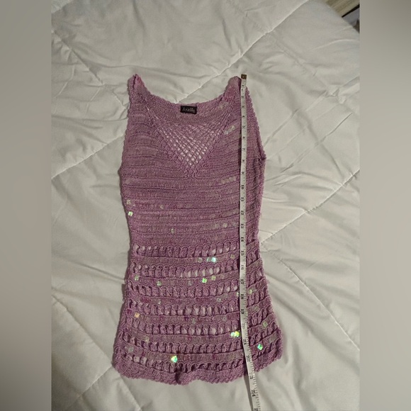 Vintage Y2K Purple Crochet Top with Sequin Accents - Picture 5 of 10